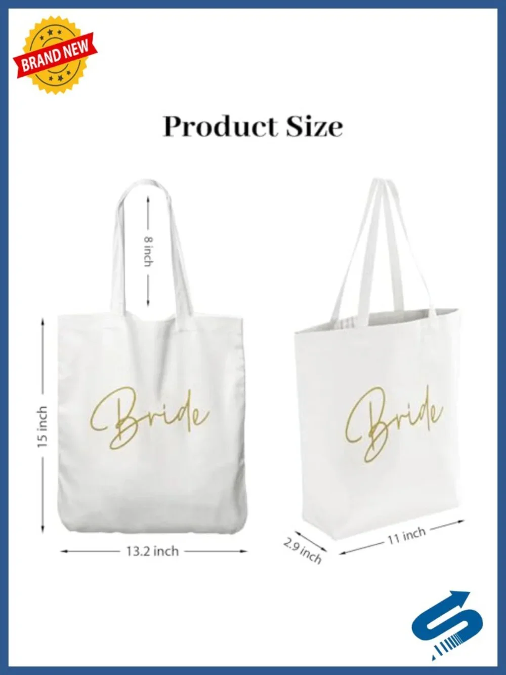 Set of 6 Cotton Canvas Tote Bags for Bachelorette Party Wedding Gifts